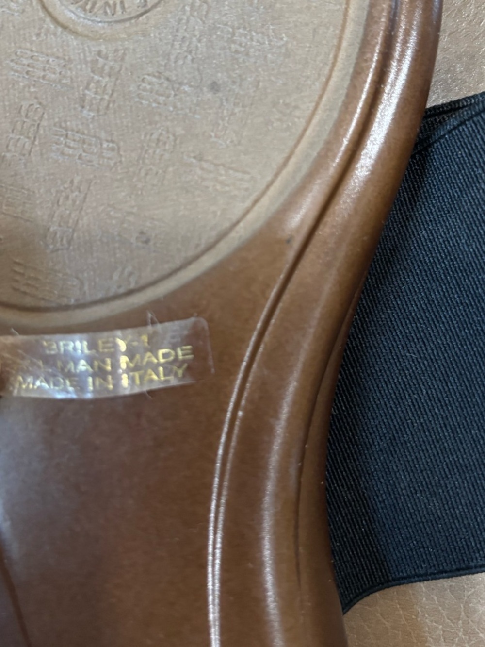 Minimalist Black and Tan Slip-On Italian sandals - Picture 4 of 5